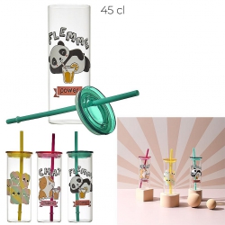 VERRE AVEC PAILLE KAWAII 45 CL